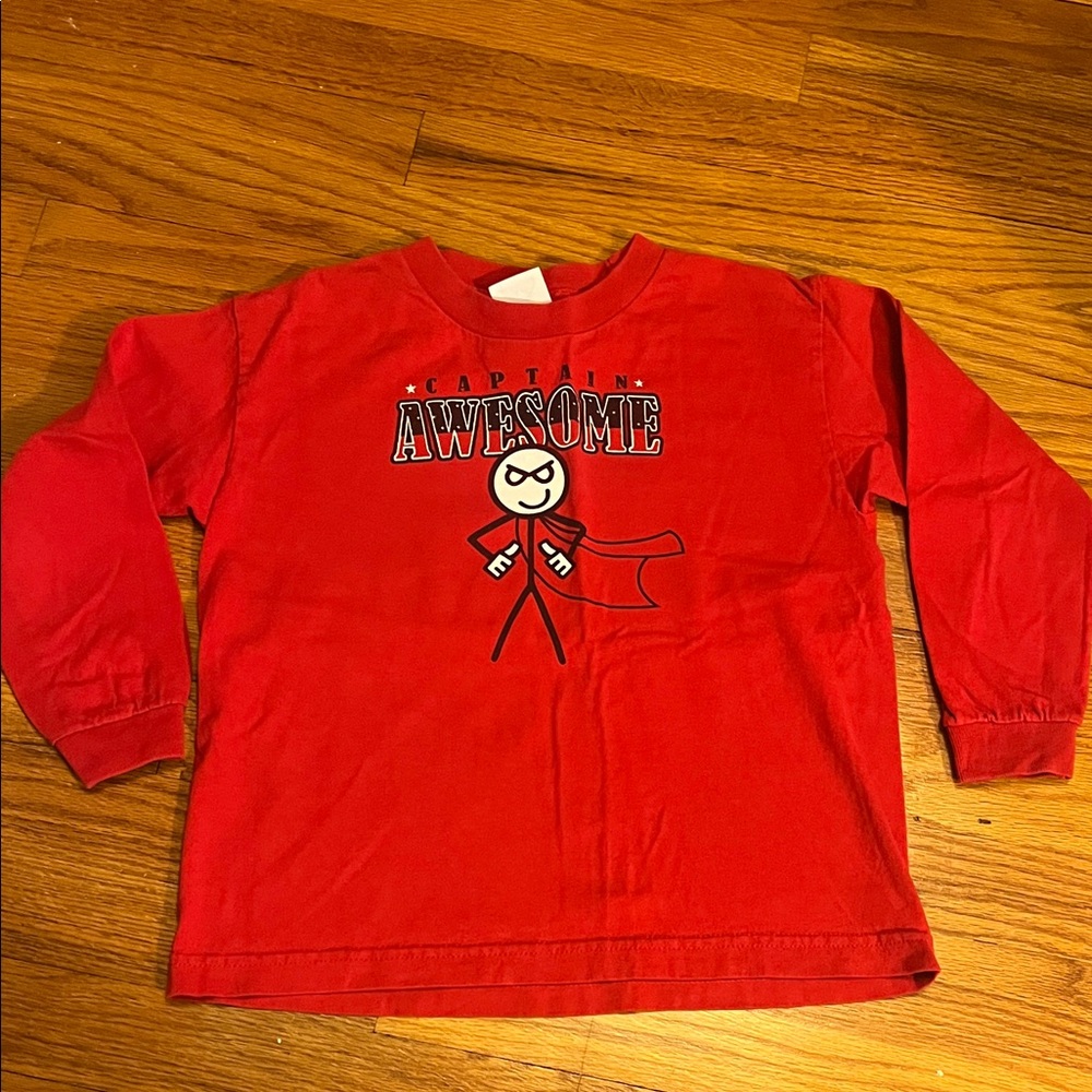 Fun Shirt for Boys - Captain Awesome Red Kids Shirt
